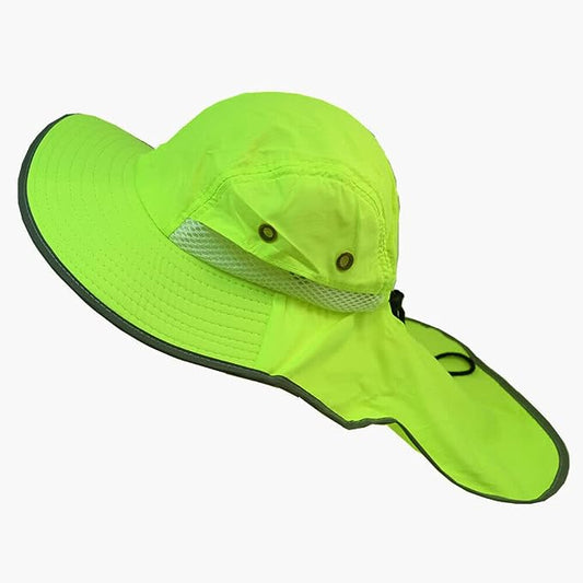 Hi-Vis Reflective Work Safety Boonie Snap Hat High Visibility Cap With Neck Flap