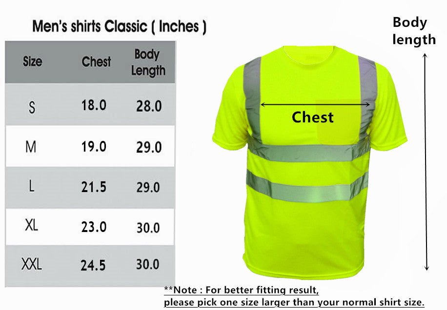 Men's High Visibility Safety Work T Shirts Short Sleeve Reflective Tape Class 2 2 Pieces
