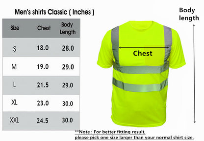 Men's High Visibility Safety Work T Shirts Short Sleeve Reflective Tape Class 2 2 Pieces