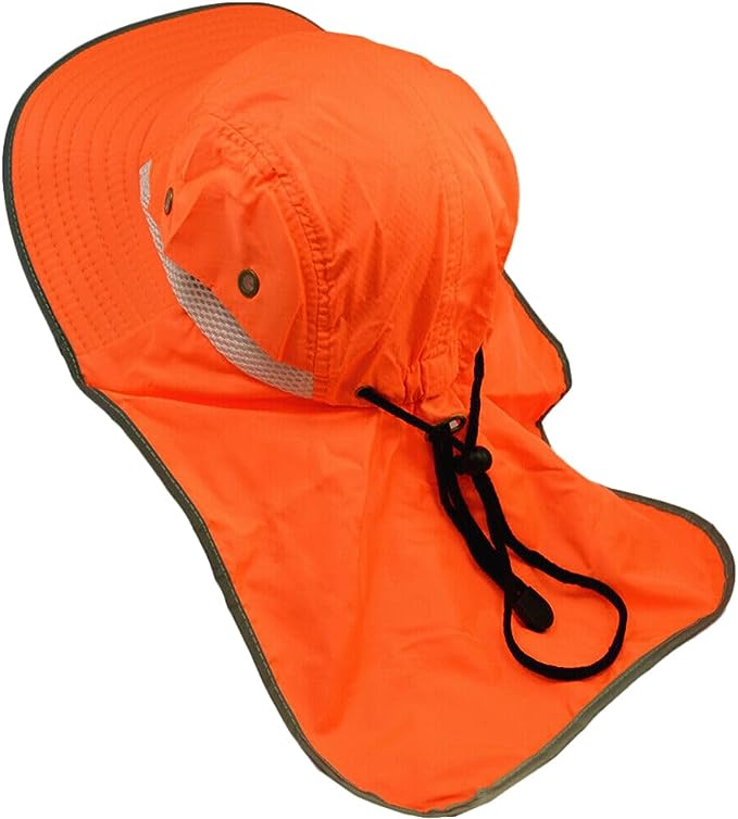 Glory Max High Visibility Reflective Bucket Hat - Mesh Neck Flap For Sun Protection & Safety