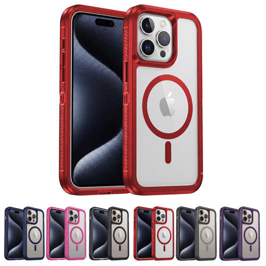 For Apple iPhone 15 15 Plus Pro Max Shockproof Magnetic Case Dual-Layer Compatible With MagSafe Cover