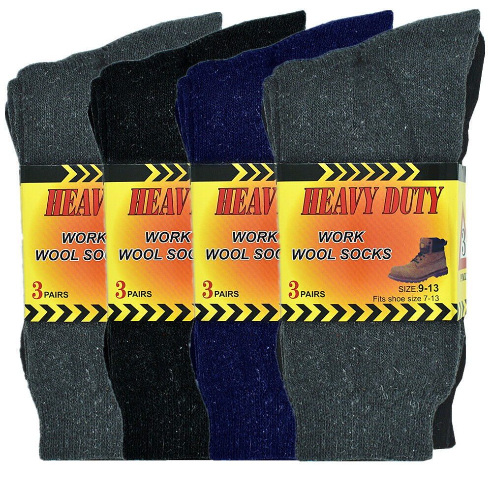 Men's Winter Thermal Heated Boots Warm Wool Cotton Crew Socks Size 10-13