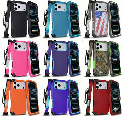 For Apple iPhone 17 17e Air Pro Max Heavy Duty Shockproof Holster Case Cover with Belt Clip
