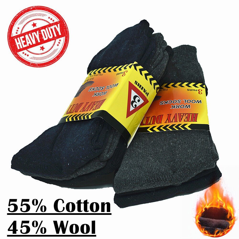 Men's Winter Thermal Heated Boots Warm Wool Cotton Crew Socks Size 10-13