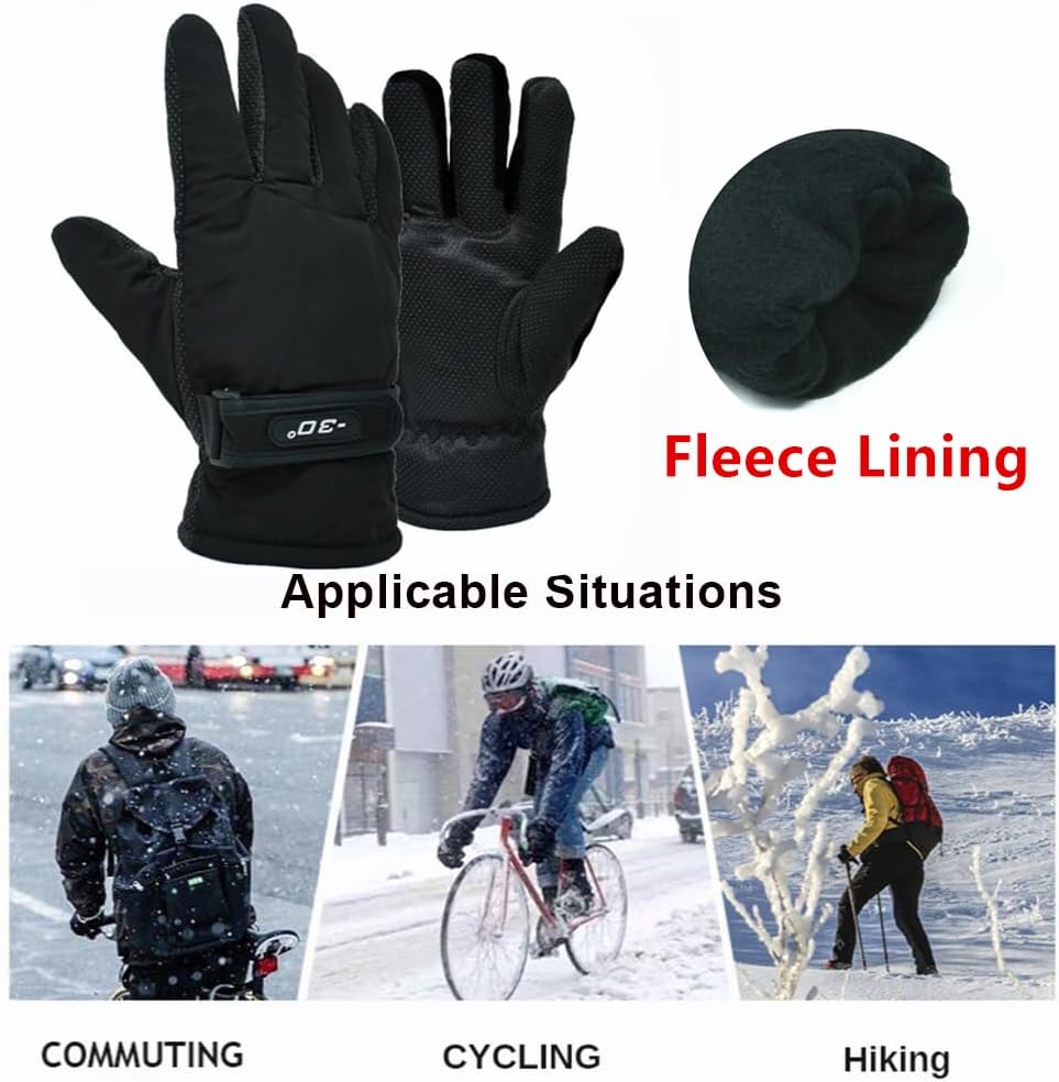 Men's Winter Fleece Thermal Warm Water Resistant Skiing Work Gloves Mitten