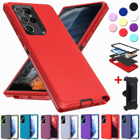 For Samsung Galaxy S24 S24 Plus Ultra Heavy Duty Shockproof Holster Case Cover with Belt Clip