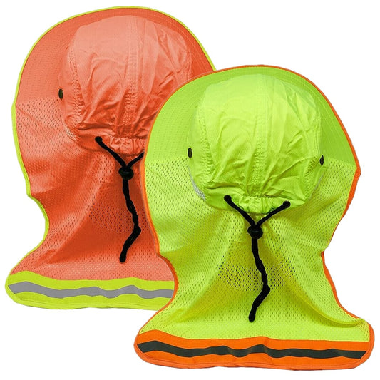 Hi-Vis Reflective Work Safety Boonie Snap Hat High Visibility Cap Mesh Neck Flap