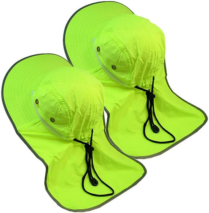 Hi-Vis Reflective Work Safety Boonie Snap Hat High Visibility Cap With Neck Flap