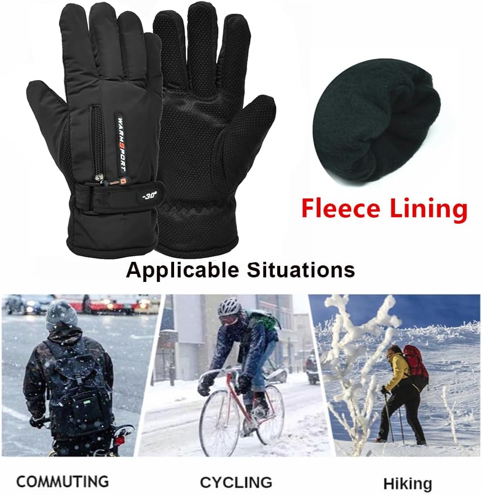 Men's Winter Fleece Thermal Warm Water Resistant Skiing Work Gloves Mitten