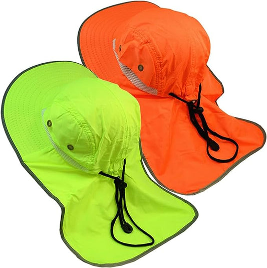 Hi-Vis Reflective Work Safety Boonie Snap Hat High Visibility Cap With Neck Flap