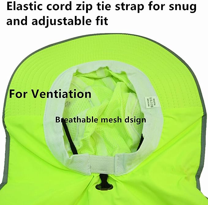 Hi-Vis Reflective Work Safety Boonie Snap Hat High Visibility Cap With Neck Flap