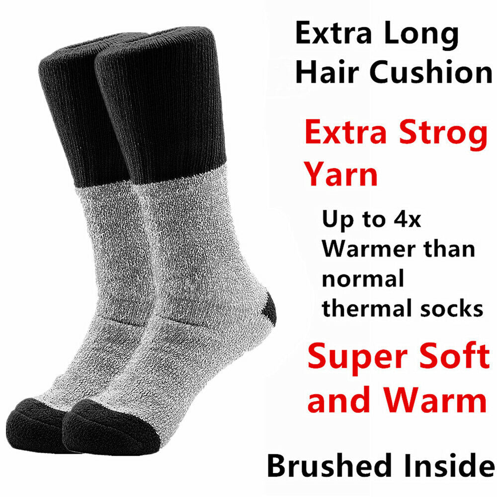 Men's Winter Thermal Heated Thick Heavy Duty Boots Warm Crew Socks 10-15