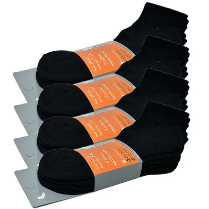 Men's High Quality Cotton Cushioned Black Ankle Crew Socks Size 9-13