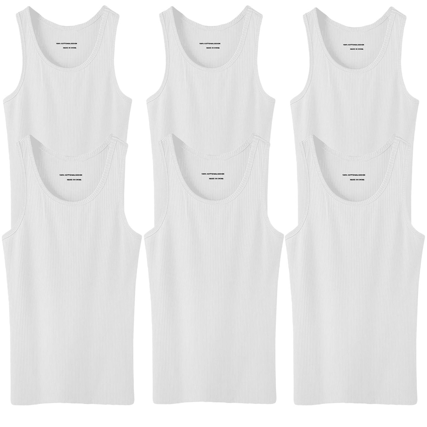3-12 Packs Men's 100% Cotton A-Shirt Tank Top Ribbed Solid Wife Beater Undershirts