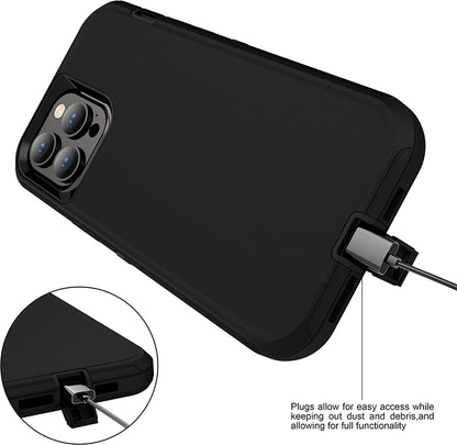 For Apple iPhone 16 16e Pro Max Plus Heavy Duty Shockproof Holster Case Cover with Belt Clip