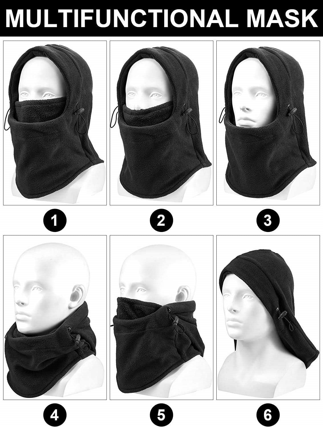 Winter Balaclava Ski Face Mask Windproof Fleece Black Head Hood Warm Hats