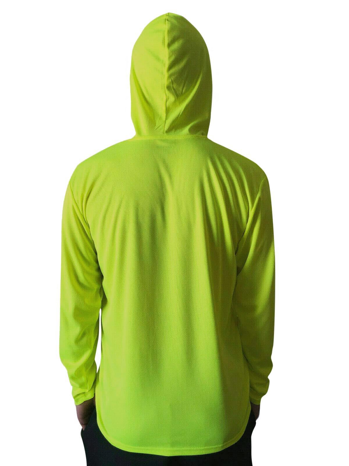 Men's High Visibility Safety Work T Shirts Long Sleeve with Hoodie 2 Pieces