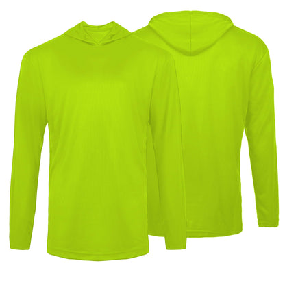 Men's High Visibility Safety Work T Shirts Long Sleeve with Hoodie 2 Pieces