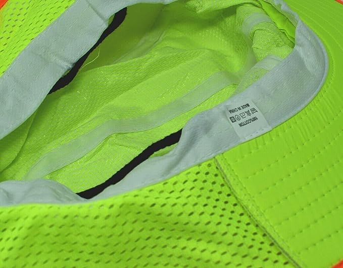 Hi-Vis Reflective Work Safety Boonie Snap Hat High Visibility Cap Mesh Neck Flap