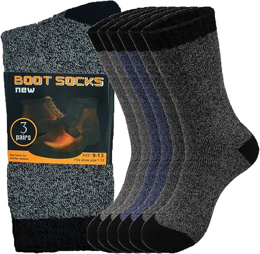 Men's Winter Thermal Heated Boots Warm Work Cotton Crew Socks Size 10-13