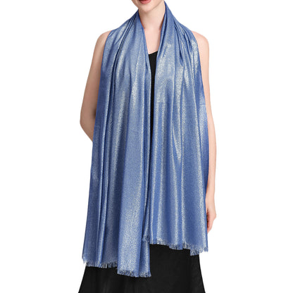 Women's Large Sparkling Glitter Metallic Soft Pashmina Shawl Wrap Scarf