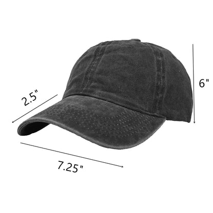 Unisex Solid Dyed Washed 100% Cotton Polo Style Baseball Dad Cap Hats