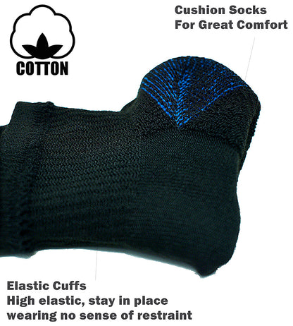 Men's Athletic Premium Cotton Cushioned 2-Tone Ankle Crew Socks Size 9-13