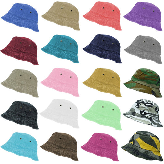 Unisex Summer Bucket Hat 100% Cotton Vintage Washed Fishing Sun Visor Cap