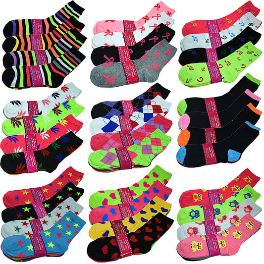 Women's Assorted Multicolor Solid Casual Sports Crew Socks Size 9-11