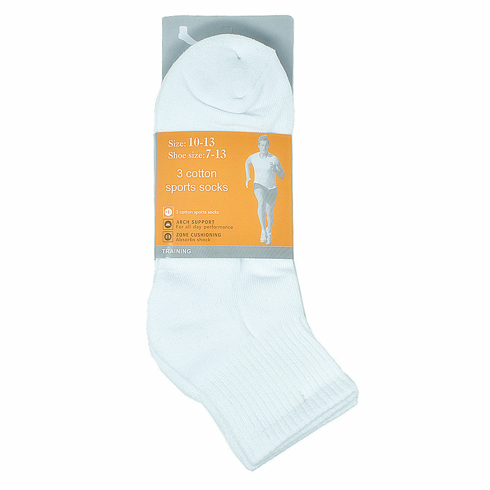 Men's High Quality Cotton Cushioned White Ankle Crew Socks Size 9-13