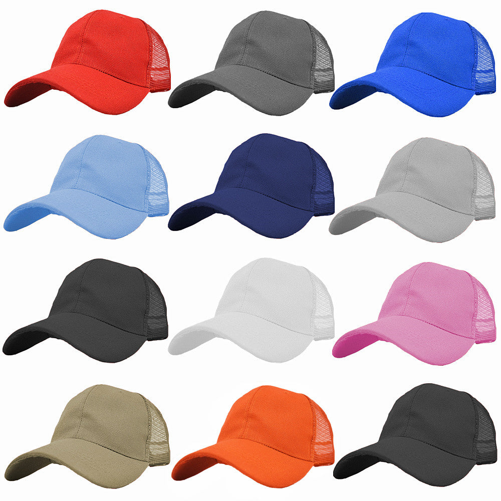 Unisex Trucker Mesh Back Cool Solid Baseball Cap Sun Visor Blank Hats