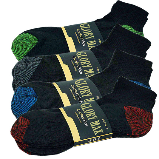 Men's Athletic Premium Cotton Cushioned 2-Tone Ankle Crew Socks Size 9-13