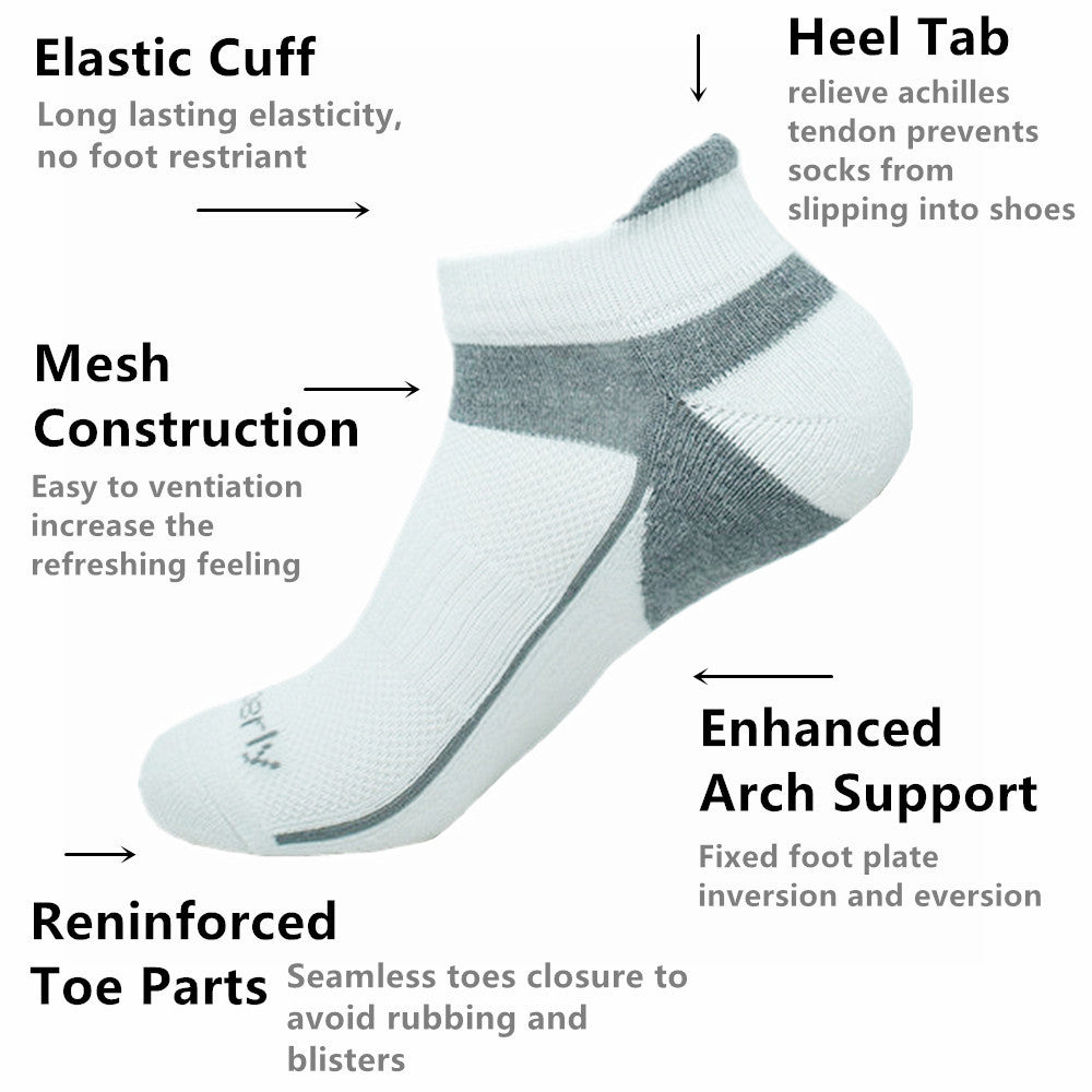 Men's Athletic Premium Cotton Cushioned Ankle Tab Plain Socks Size