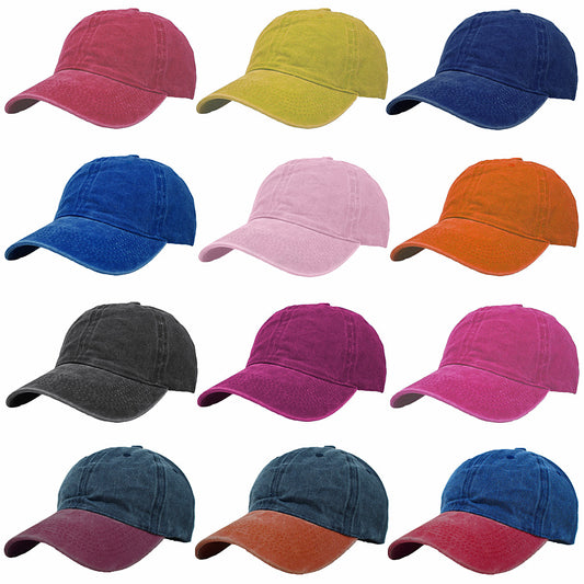 Unisex Solid Dyed Washed 100% Cotton Polo Style Baseball Dad Cap Hats