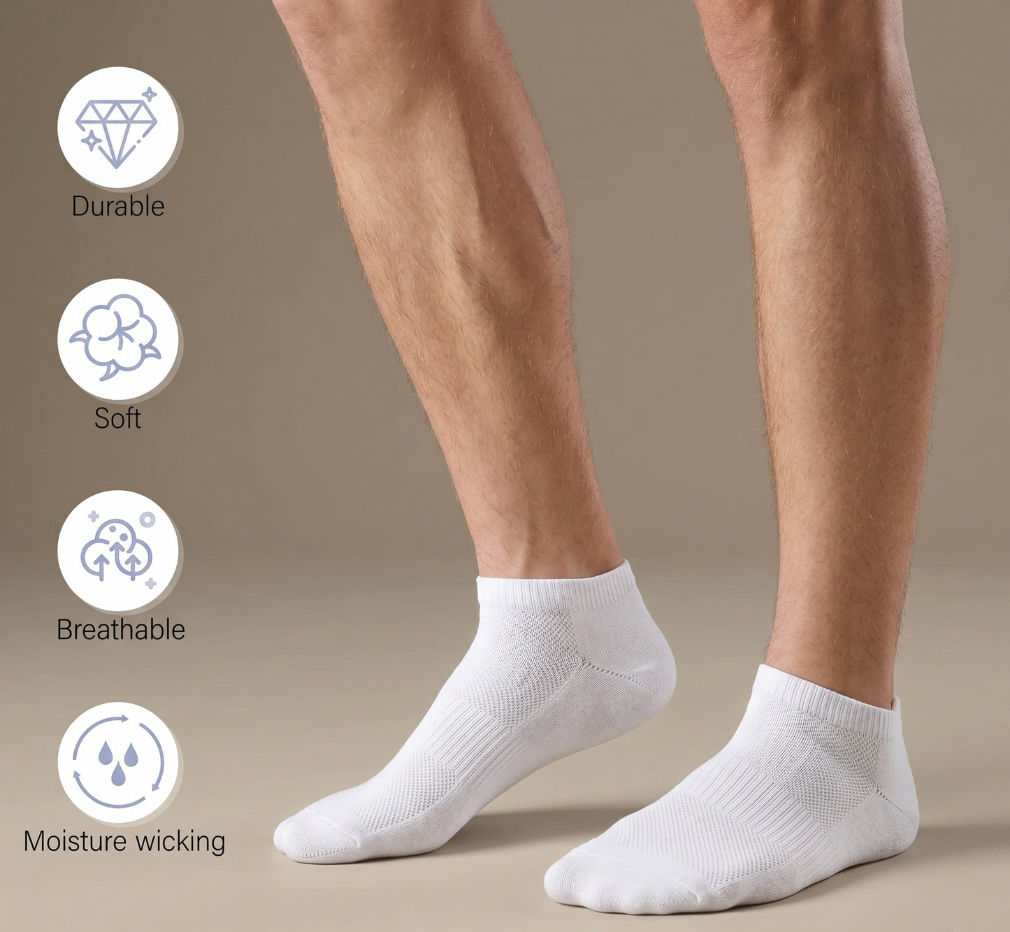 Men's 6-12 Pairs Cotton Ankle Athletic Running Socks Low Cut Breathable Cushioned