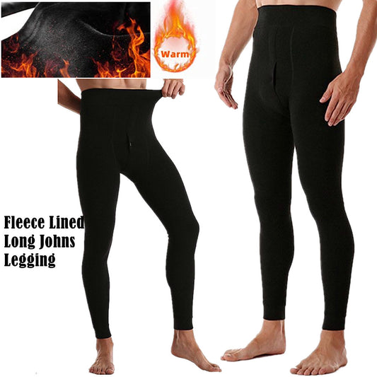 Men's Winter Fur Lined Elastic Extra Warm Thermal Long Johns Legging Underwear Pants