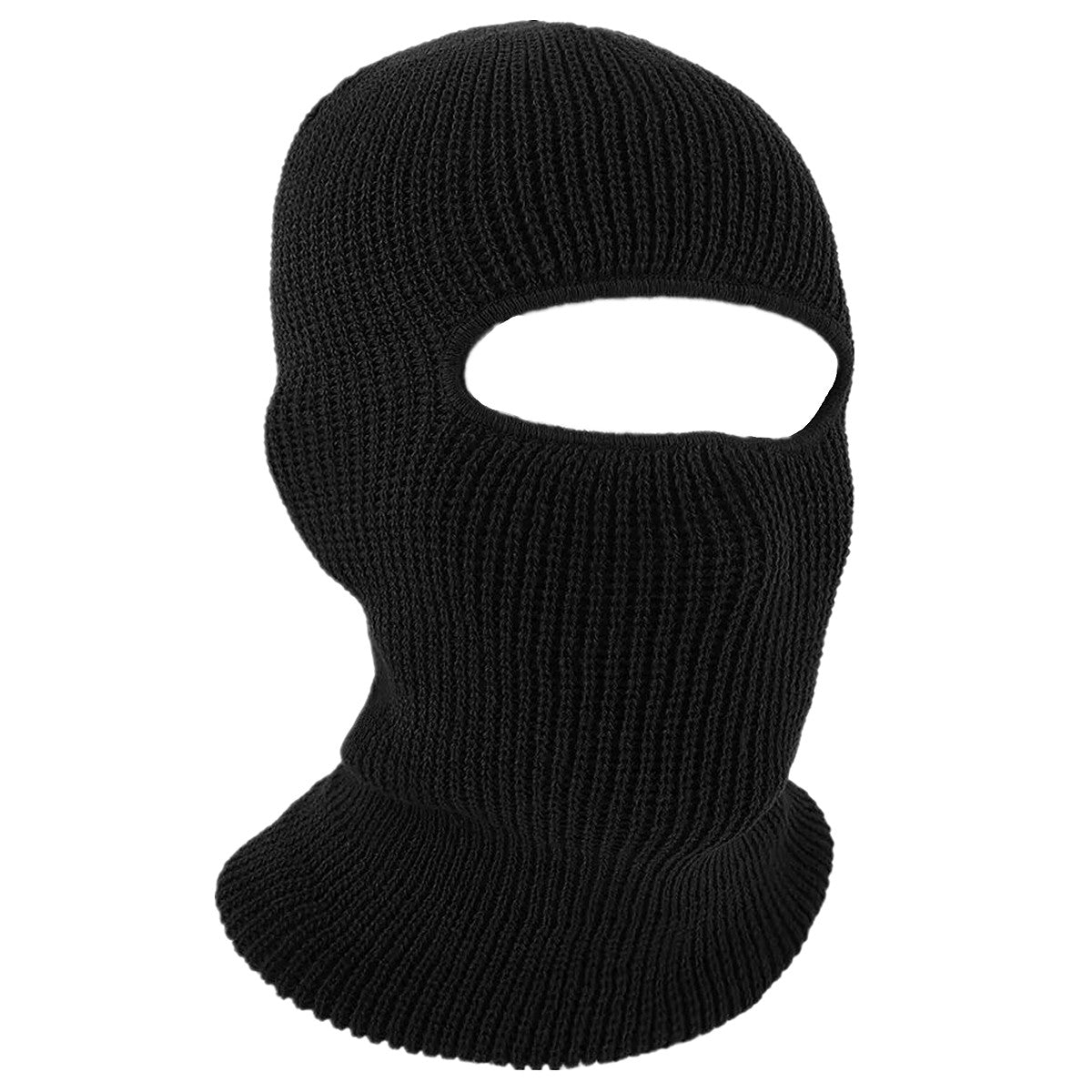 1 Hole Winter Knitted Full Face Mask Outdoor Warm Black Ski Balaclava Cover