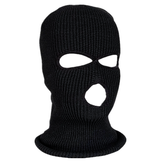 3 Holes Winter Knitted Full Face Mask Outdoor Warm Black Ski Balaclava Cover