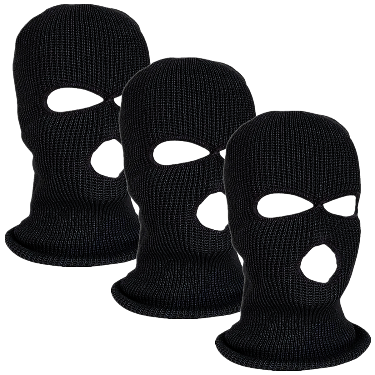 3 Holes Winter Knitted Full Face Mask Outdoor Warm Black Ski Balaclava Cover