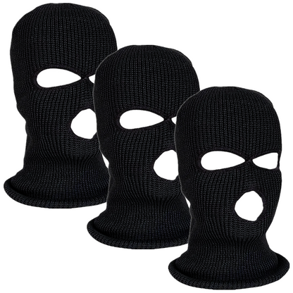 3 Holes Winter Knitted Full Face Mask Outdoor Warm Black Ski Balaclava Cover