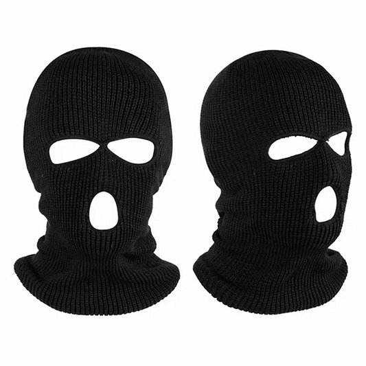 3 Holes Winter Knitted Full Face Mask Outdoor Warm Black Ski Balaclava Cover