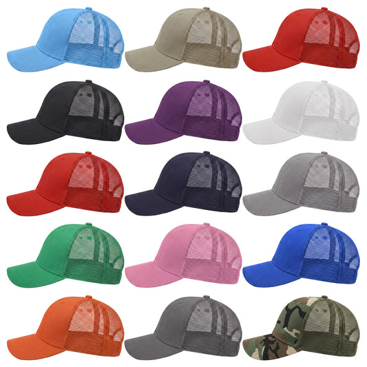 Unisex Mesh Back Baseball Cap Solid Breathable Sun Visor Plain Blank Trucker Hats Adjustable Caps