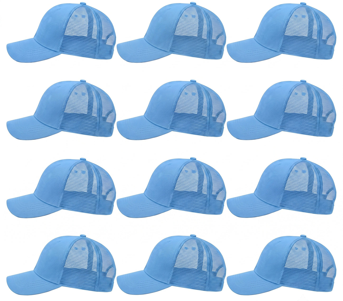 12-Pack Lot Unisex Mesh Back Baseball Cap Sun Visor Breathable Plain Blank Trucker Hats Adjustable Caps