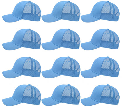 12-Pack Lot Unisex Mesh Back Baseball Cap Sun Visor Breathable Plain Blank Trucker Hats Adjustable Caps