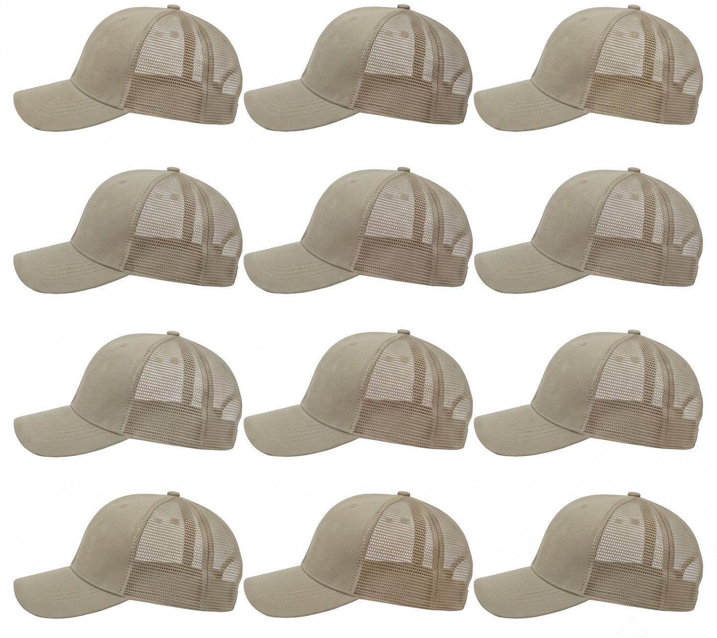 12-Pack Lot Unisex Mesh Back Baseball Cap Sun Visor Breathable Plain Blank Trucker Hats Adjustable Caps