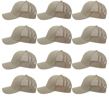 12-Pack Lot Unisex Mesh Back Baseball Cap Sun Visor Breathable Plain Blank Trucker Hats Adjustable Caps