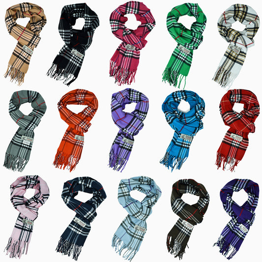 Unisex Winter Tartan Plaid Scarves Cashmere Feel Classic Super Soft Luxurious Scarf