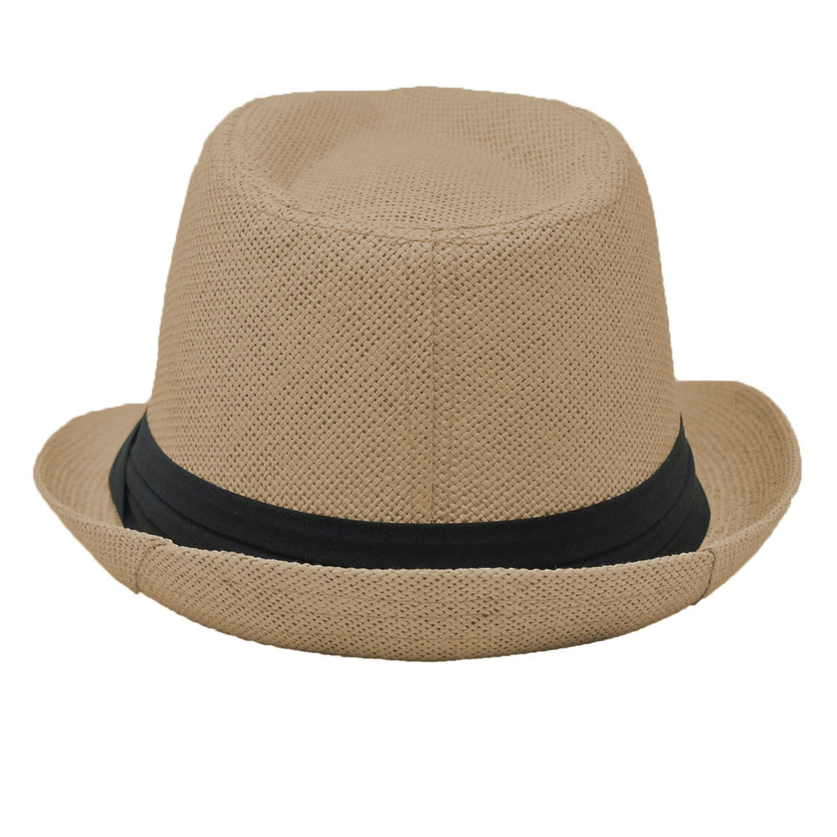 Men Women Summer Fedora Panama Hat Trilby Cuban Straw Sun Hats Short Brim with Black Band