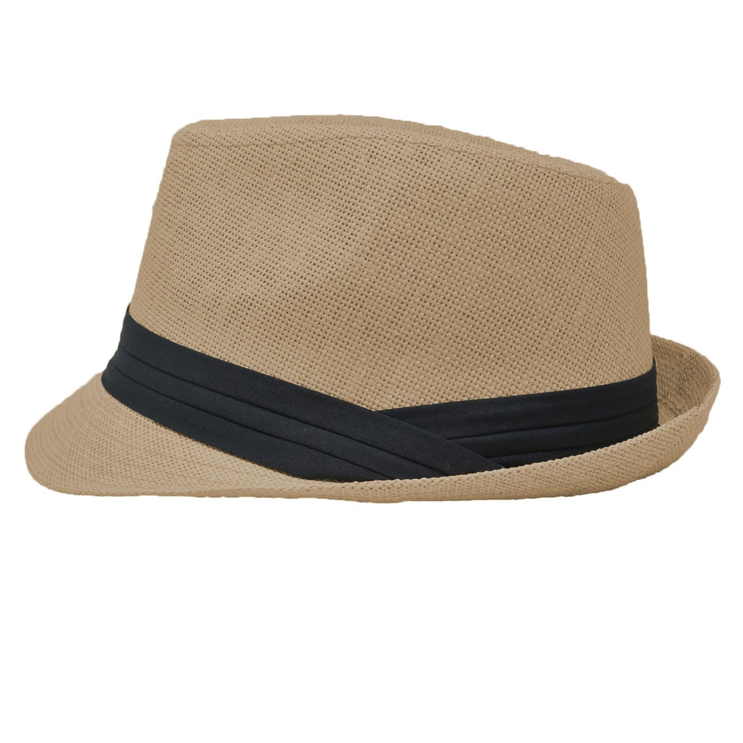 Men Women Summer Fedora Panama Hat Trilby Cuban Straw Sun Hats Short Brim with Black Band