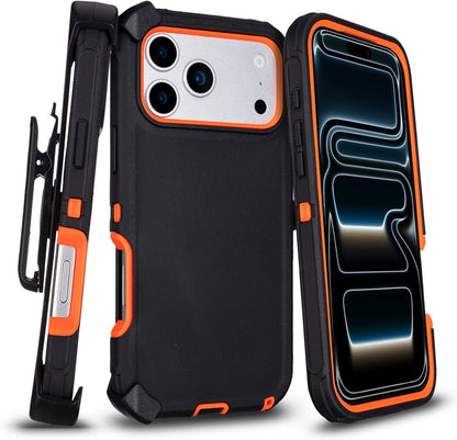 Heavy Duty Shockproof Holster Case For Apple iPhone 17 17e Air 16e 16 15 Plus 14 13 12 Pro Max Cover with Belt Clip